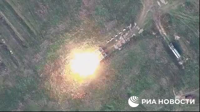 A Russian Lancet drone destroys an S-300 missile of the Kiev regime. 2022