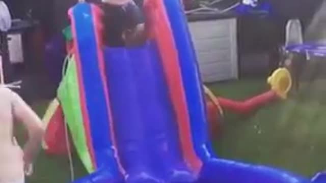 As graceful as a baby giraffe on a hoverboard! 😥 my attempt at a child's waterslide!