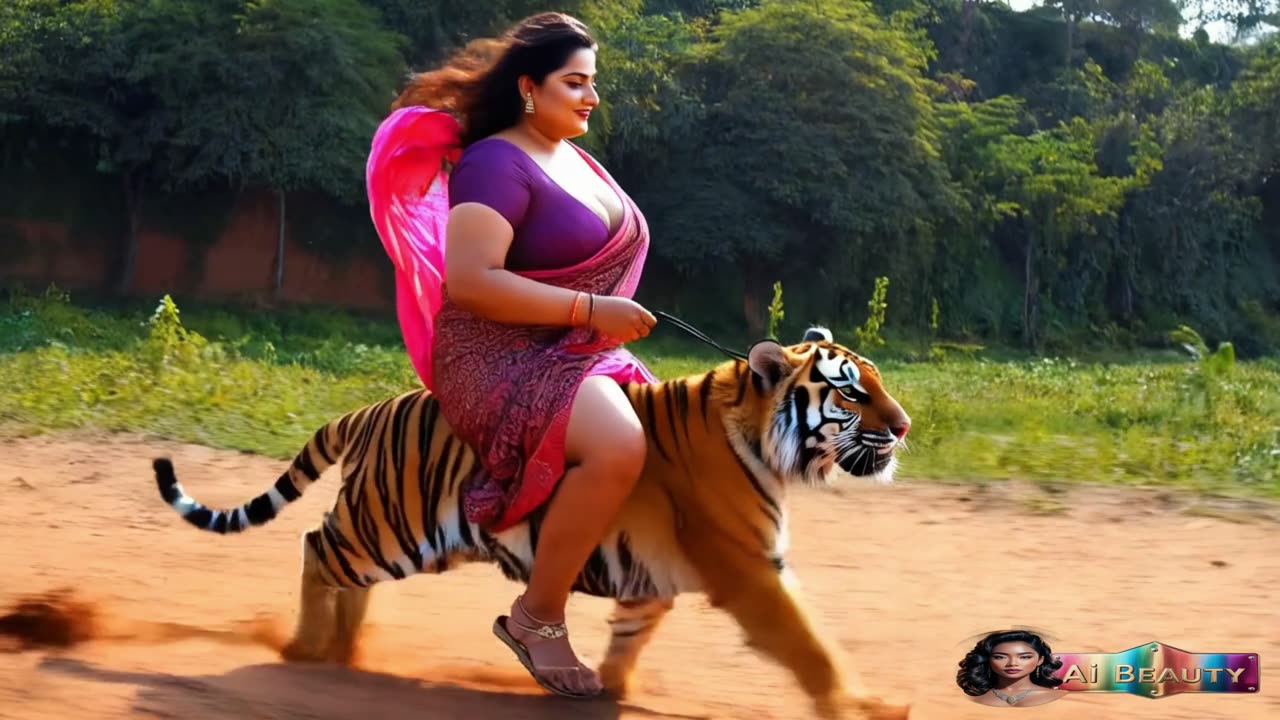 A Indian Woman's Bold Ride on The Royal Bengal Tiger.