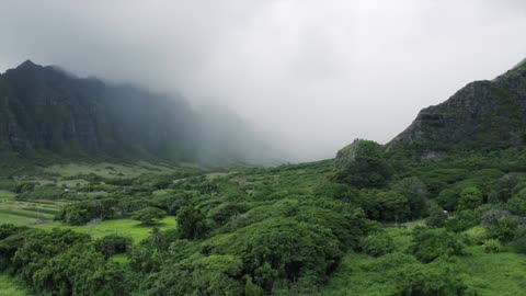 Drone footage of Foggy Mountain Valley