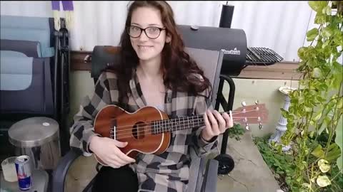 Gabi's first riff on her new ukulele