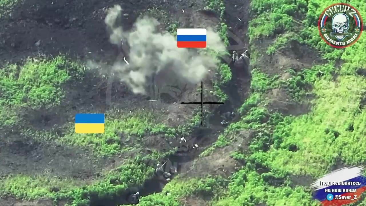 Russian attack aircraft fighting Ukrainian infantry in the trenches.