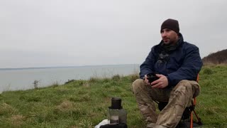 Vlog while clearing away. On top of a cliff
