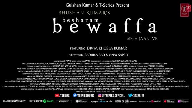 Besharam Bewaffa Song: Divya K, Gautam G, Siddarth G | B Praak, Jaani |Radhika, Vinay| Bhushan Kumar