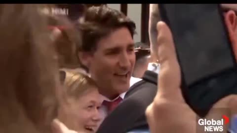 Justin Trudeau feels the love from Canadians in Belleville Ontario.