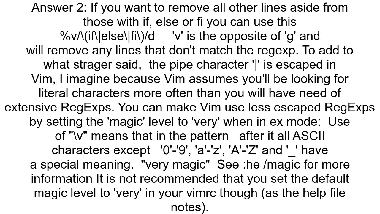 Is there a decent Vim regexp OR command What is the best way to find mismatched if else39s