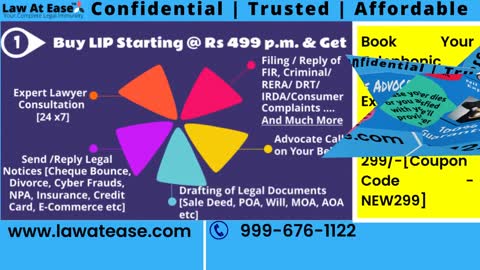 Hire #1 Advocate Online for Affordable Legal Advice In Delhi Noida India || Lawyer @ Rs 499 p.m.