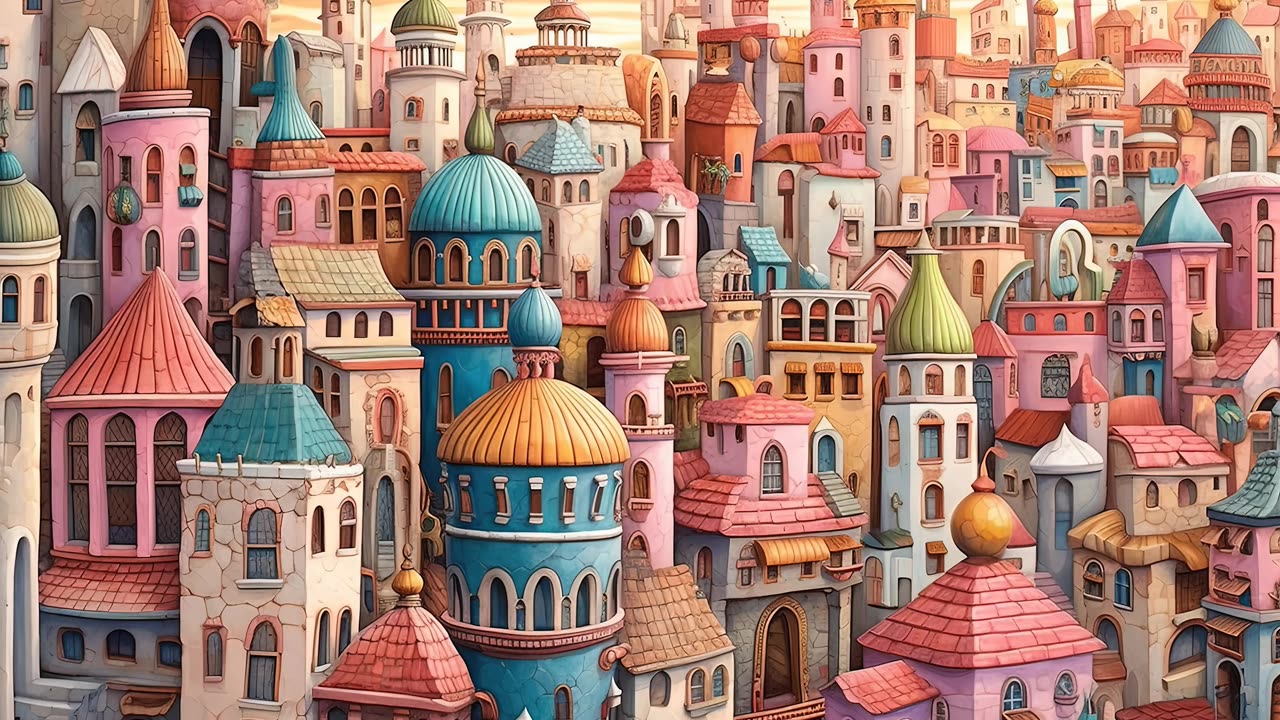 Whimsical Fantasy Cityscapes | AI Science Fiction and Fantasy Lookbook | Digital Art