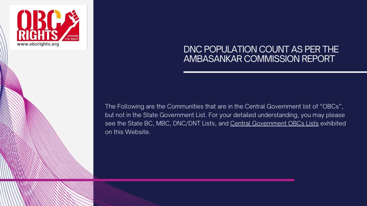 DNC cast list popuplation in as per Ambasankar Commission .