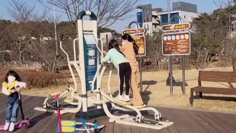 quirky kids working out together