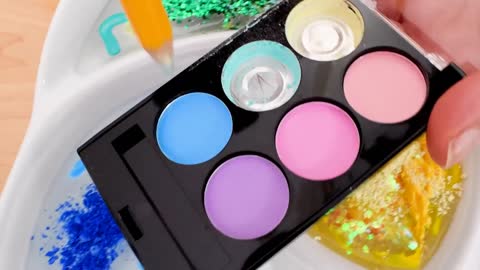 Back to School Rainbow Mixing Makeup Eyeshadow Into Slime! Special Series 170 Sa