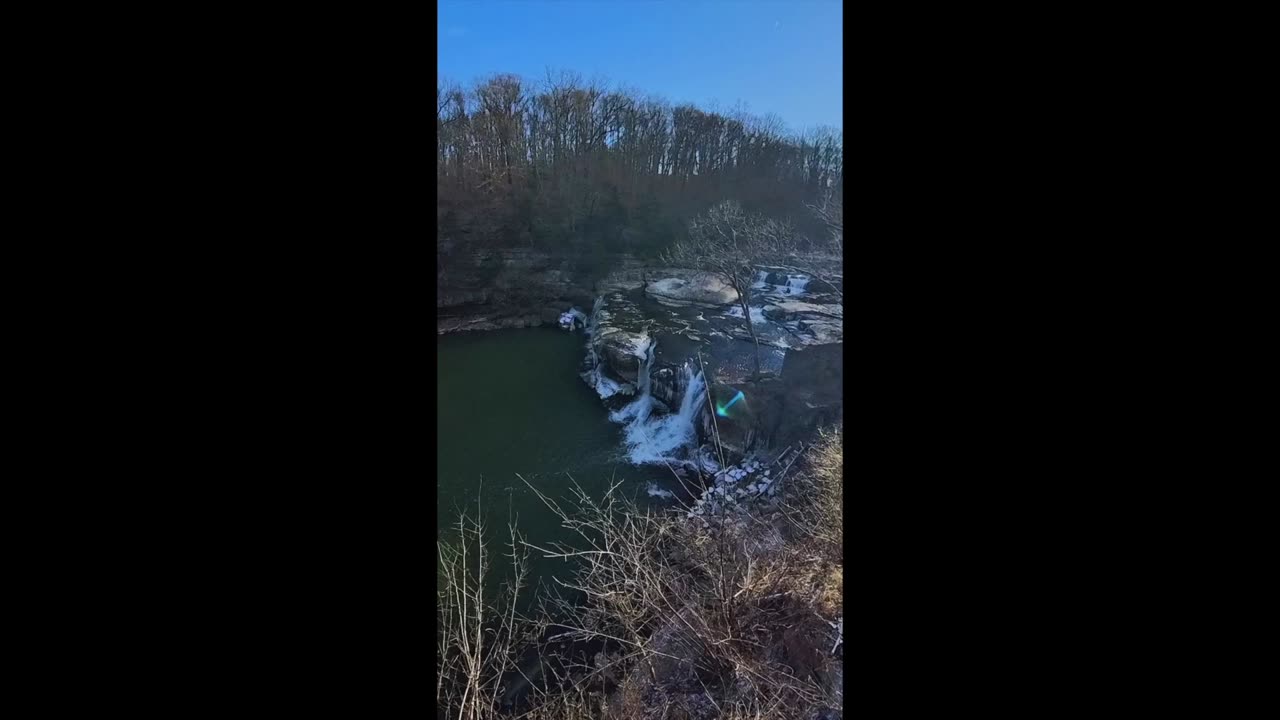 Icicles on waterfall