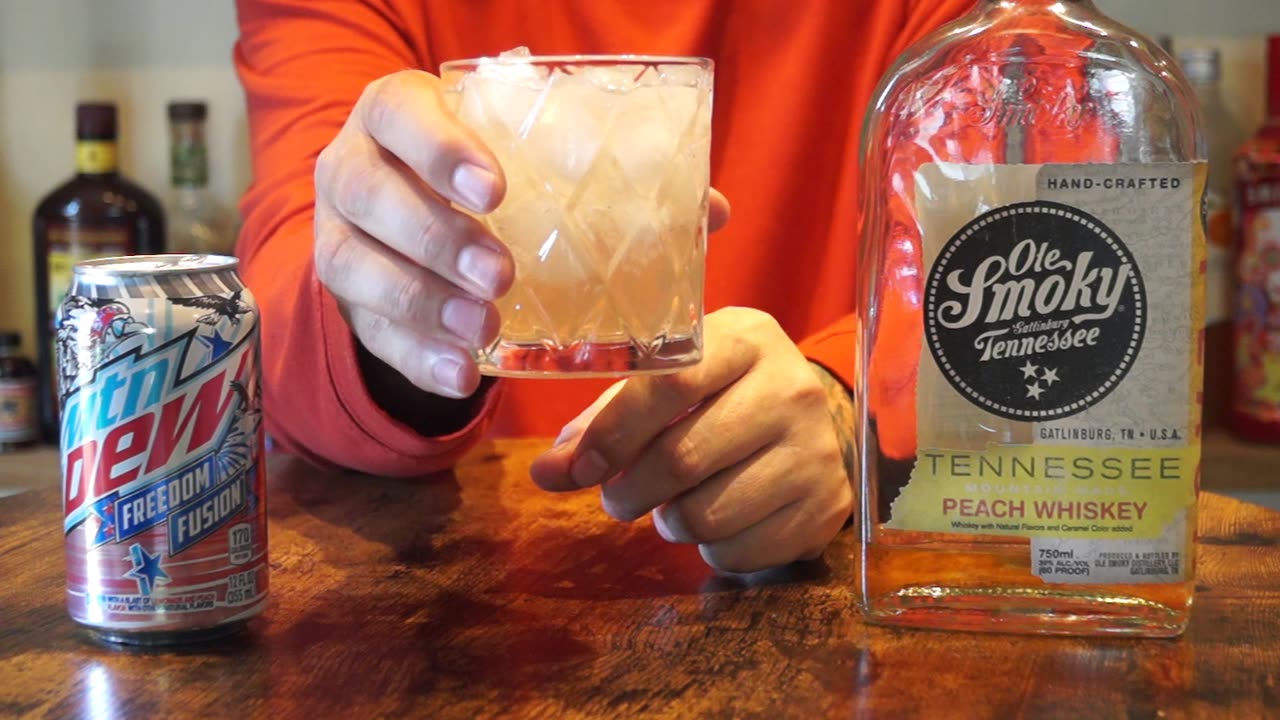 Ole Smoky Peach Whiskey & Mtn Dew Freedom Fusion Peach Lemonade