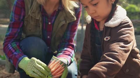 Girl planting seeds