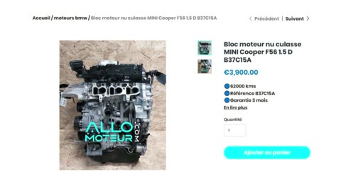 ALLOMOTEUR.COM - Bloc moteur nu culasse MINI Cooper F56 1.5 D B37C15A