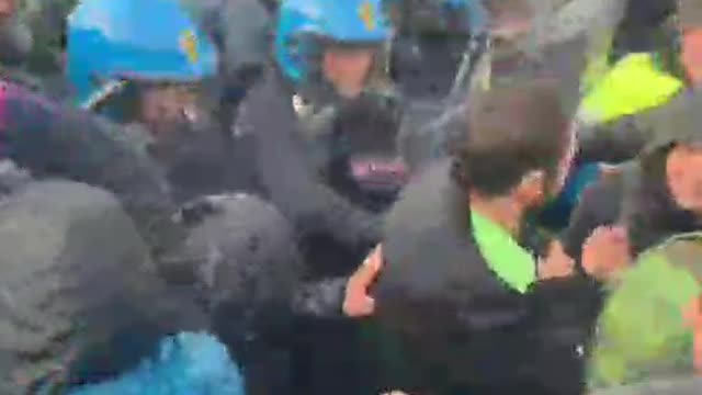 Trieste, Italy - peaceful protesters being battered