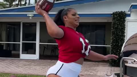 Girlfriend, creepy! And he can't catch the ball!