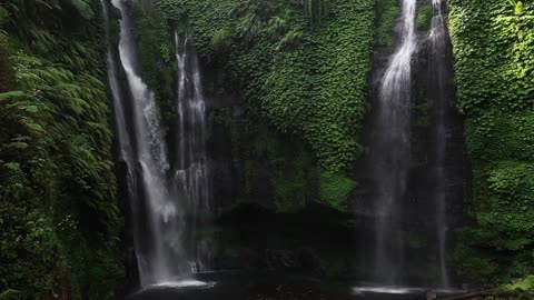 beautiful mountain waterfall