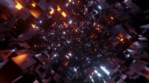 Traveling through a tunnel of black cubes in 3D