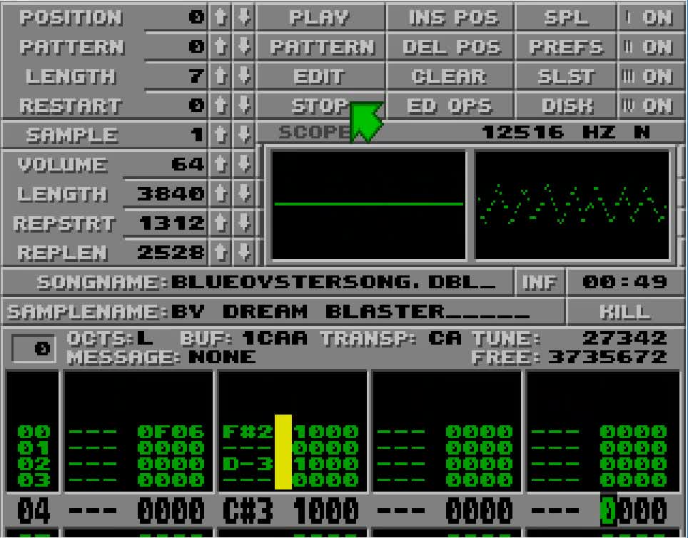 Amiga and Atari ST Protracker Music Mods - Blue Oyster Song