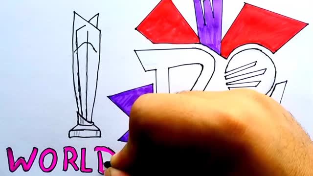 ICC T20 World cup logo design drawing | Trick Art 3D on Paper