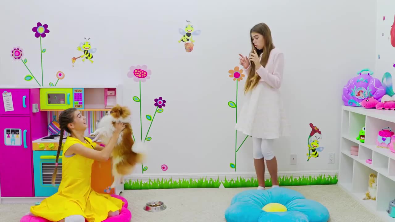 Nastya, Artem and Mia - Playing at the Pool with a Huge Soccer Ball