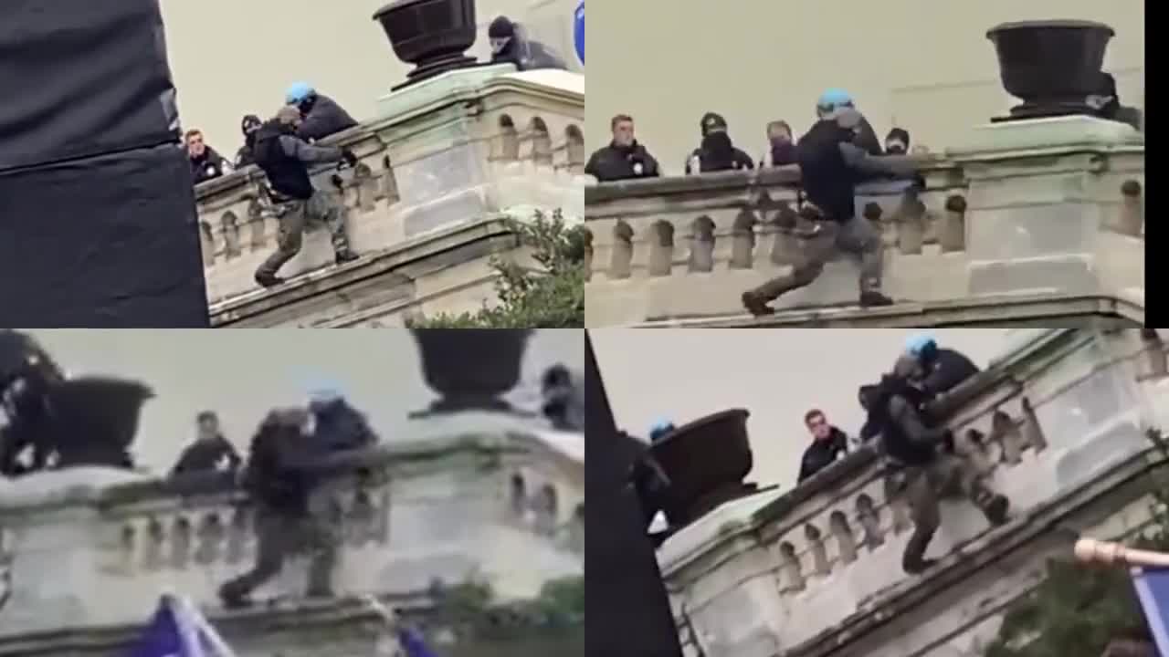 Unidentified Man Pushed by Capitol Police