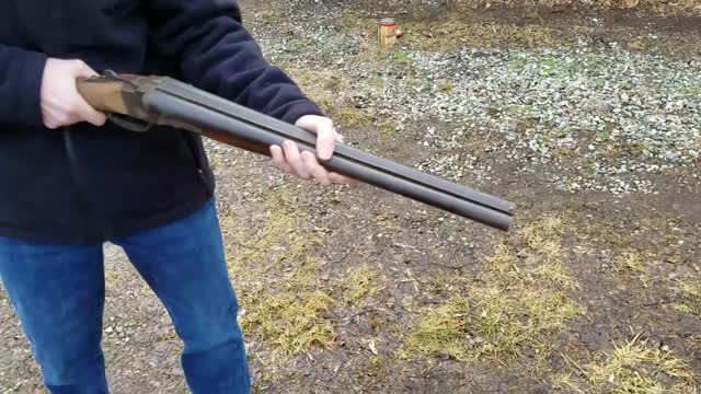 Double barrel 12 gauge shotgun coach gun shooting .22LR