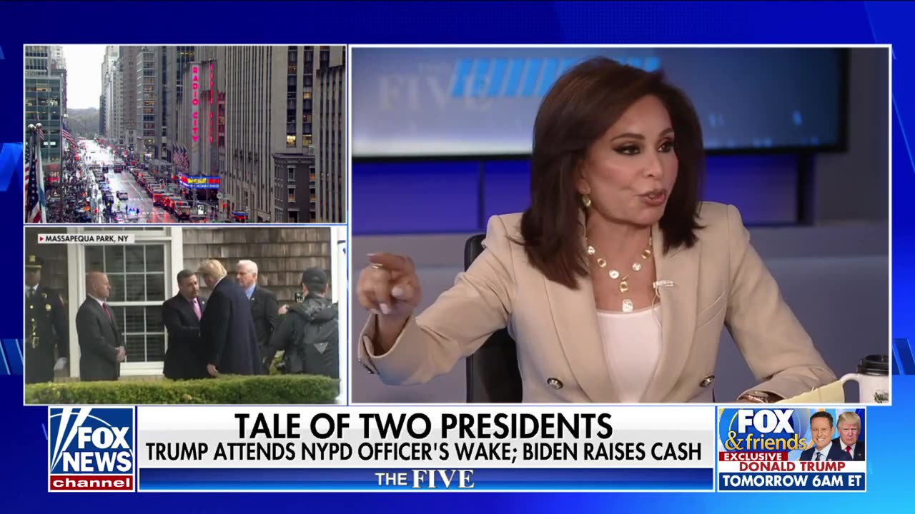 ‘The Five’_ Trump attends wake of murdered NYPD officer while Biden fundraises