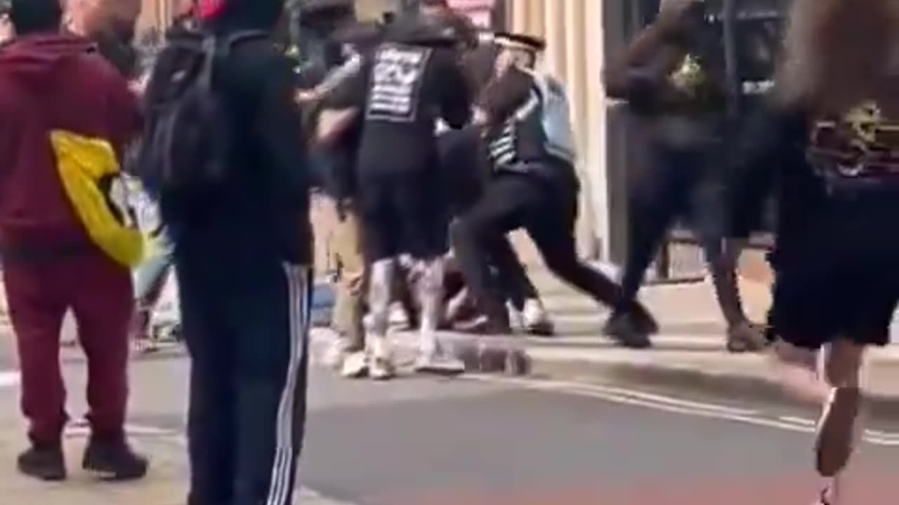 Muslim mobs running through Sheffield city centre just attacking white people at random.