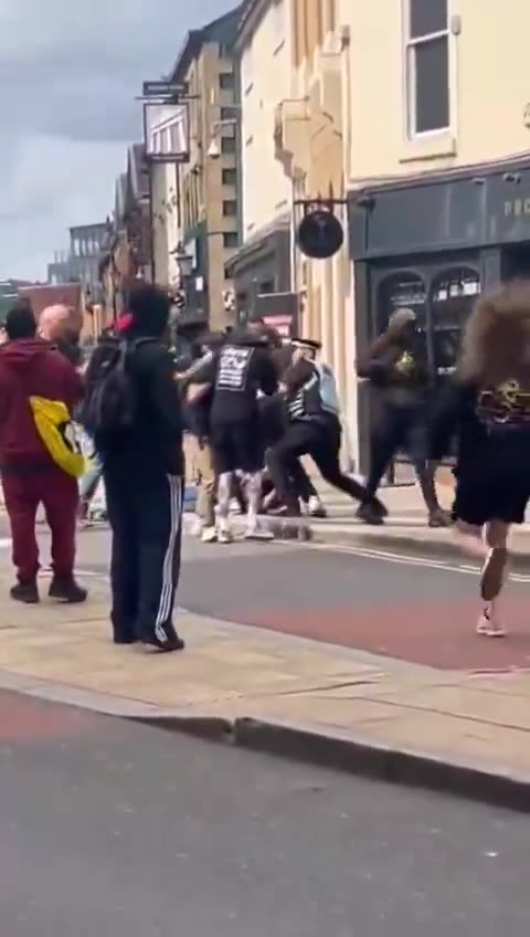 Muslim mobs running through Sheffield city centre just attacking white people at random.