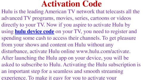 How To Activate Hulu By Using Activation Code