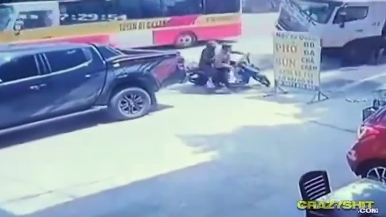 Cement Truck Falls On Bikers