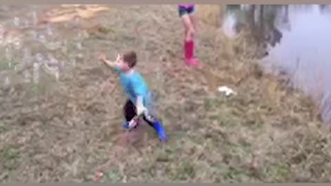 Toddler Abandons Fresh Caught Fish For Cloud Of Bubbles