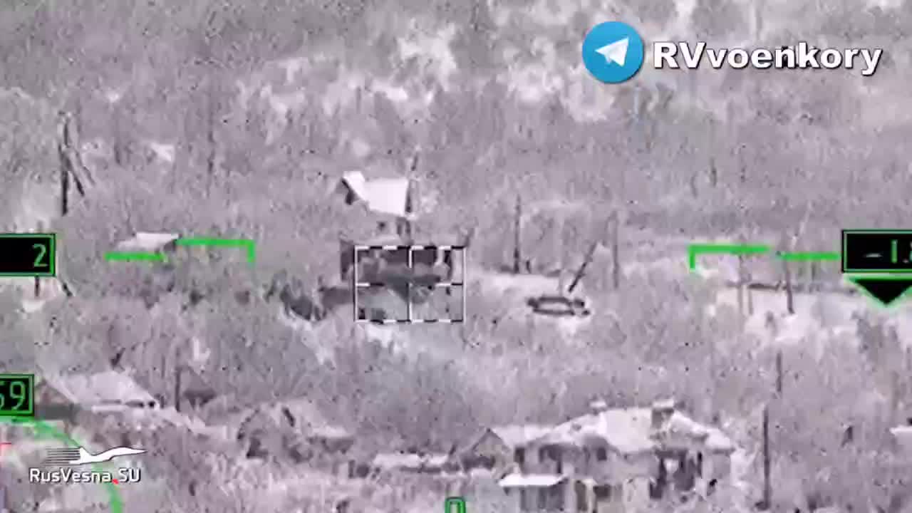 Russian Ka-52 "Alligator" Attack Helicopter Destroys Ukrainian Fortifications & Equipment