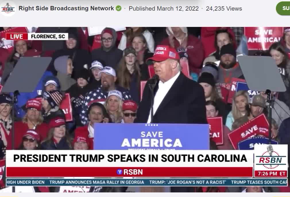 Trump Gives Shout Out To Henry - Florence, Sth Carolina Rally 12 March 2022