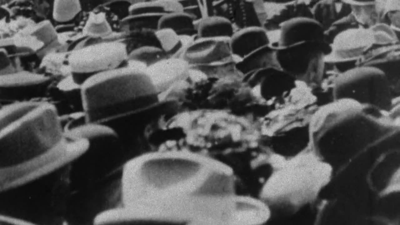 Mob Outside The Temple Of Music At The Pan-American Exposition (1901 Original Black & White Film)