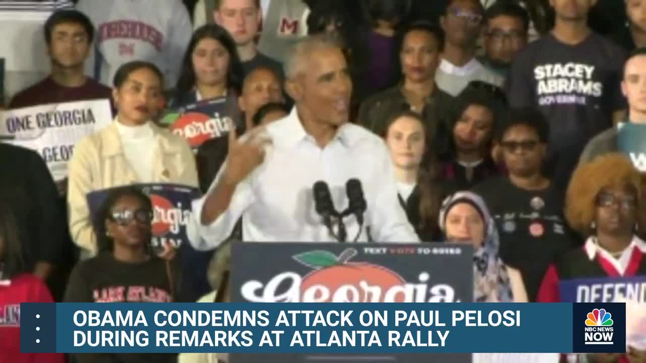 Obama Takes Moment Of Silence For Paul Pelosi At Atlanta Rally