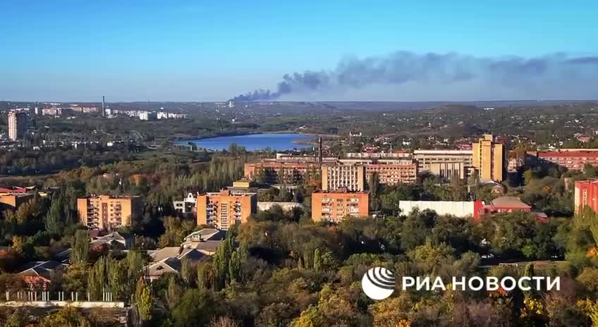 A huge fireon the positions of AFU in Avdeevka