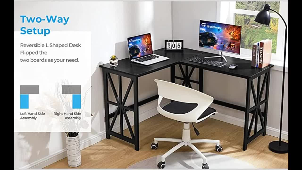 Review: GreenForest L Shaped Desk Reversible Computer Gaming Corner Desk 50 inch Office Writing...