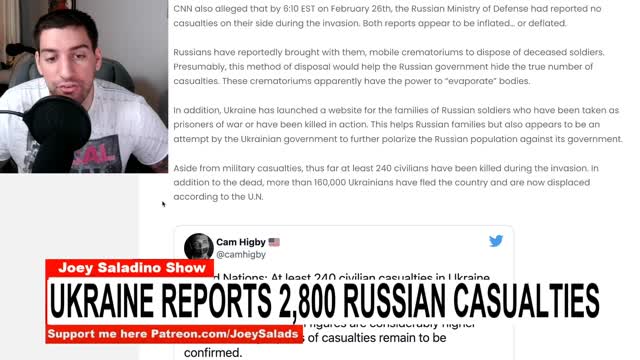 Ukraine Reports 2,800 Russian Casualties