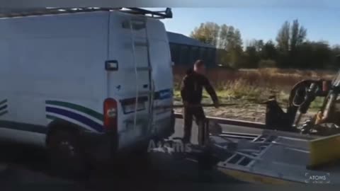 How to open a van door with a heavy machine