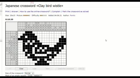 Nonograms - Clay Bird Wistle