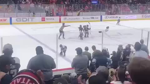 So the kids and the referee wear masks while playing on the ice.