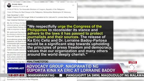 Advocacy group, nagpahatid ng suporta kina Ka Eric at Lorraine Badoy