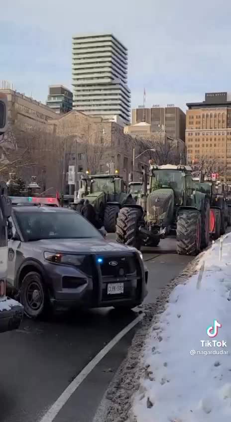 Freedom Convoy to Queens Park, Toronto Canada setting up