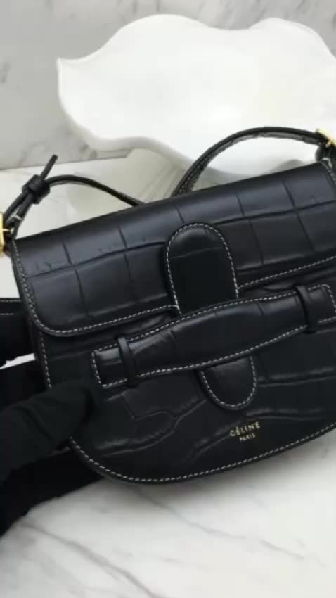 CELINE Crocodile Embossed Calfskin Mini Symmetrical designer bag collection Bag Brown