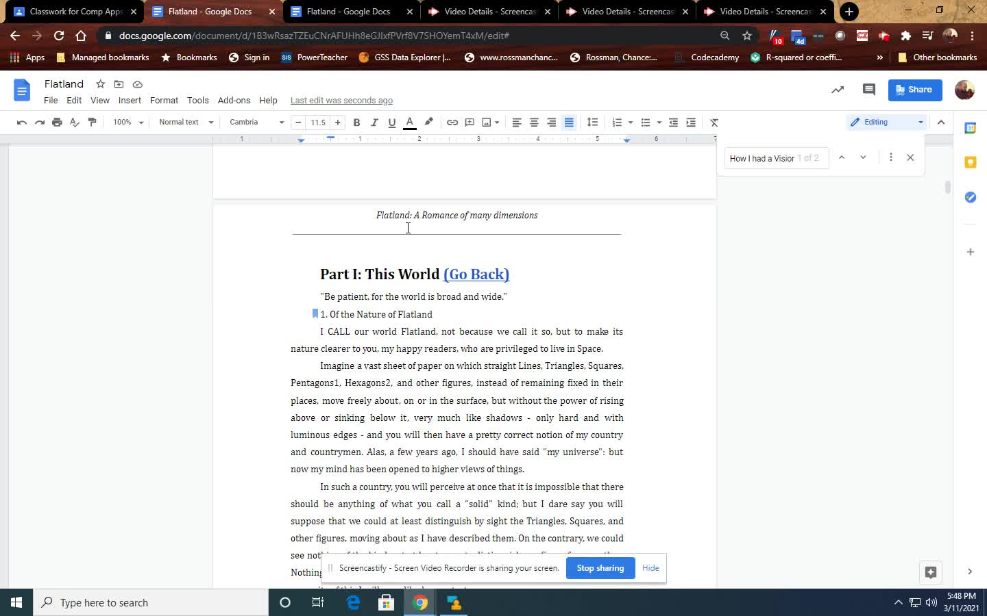 Flatland formatting a book using Google DOCS Video 4 of 5