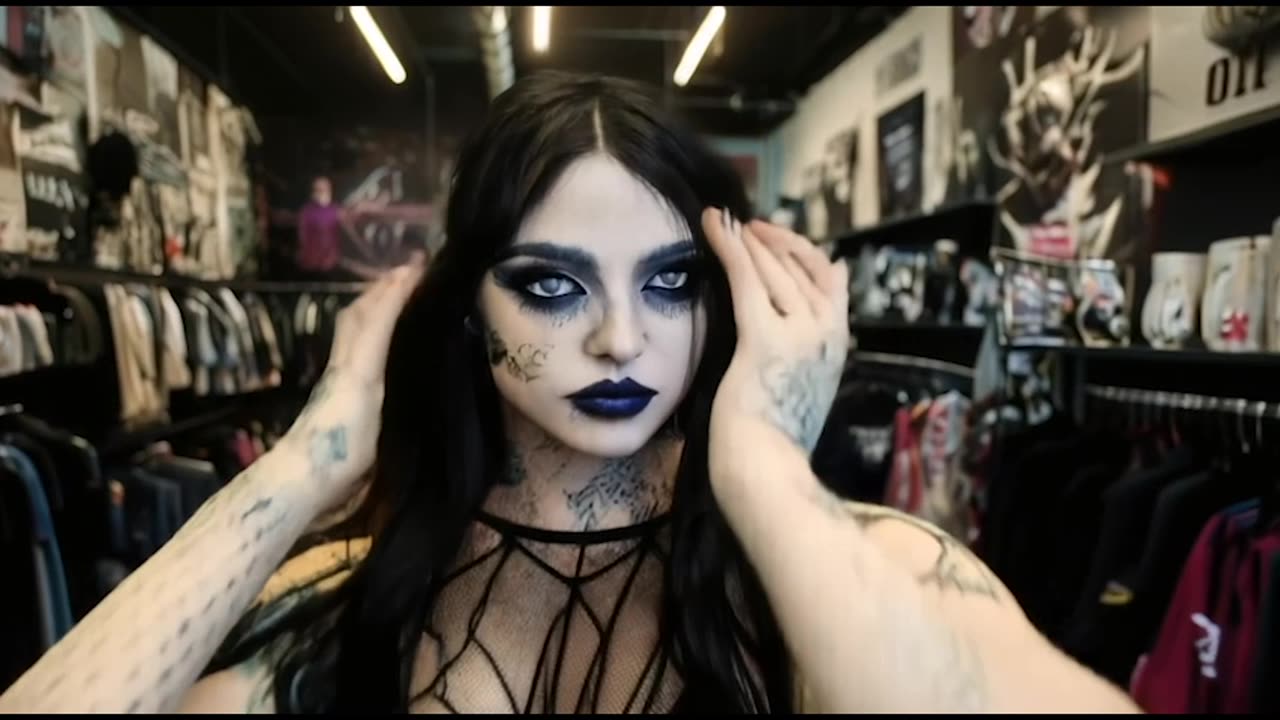 Crazy Goth Girls Dancing at Hot Topic