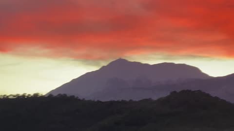 Beautiful red sky over the mountains of Kemer, Turkey